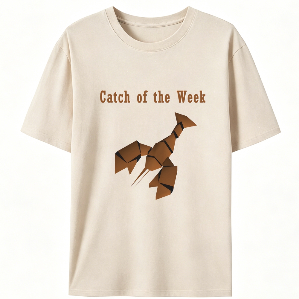 Catch of the Week Geometric Lobster Retro Designed for Women - Slim Fit Cotton Tee