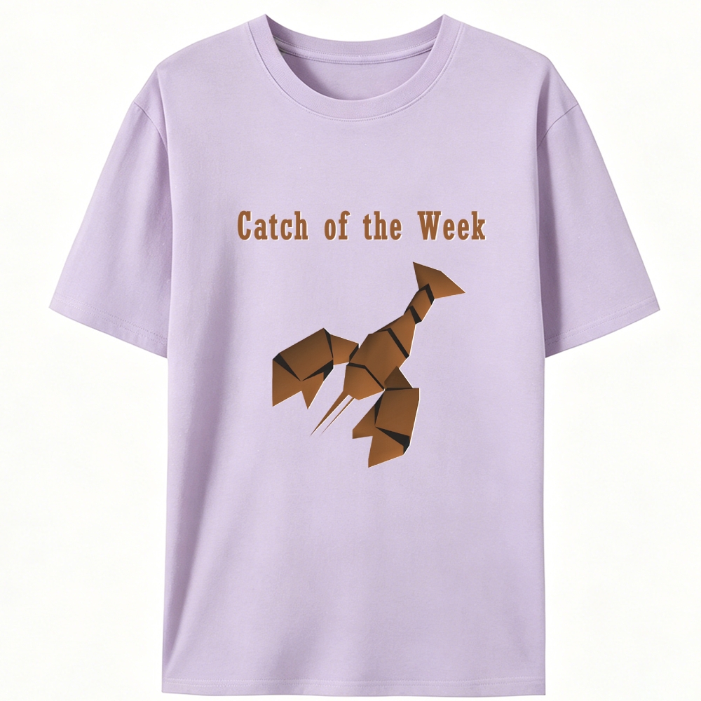 Catch of the Week Geometric Lobster Retro Designed for Women - Slim Fit Cotton Tee