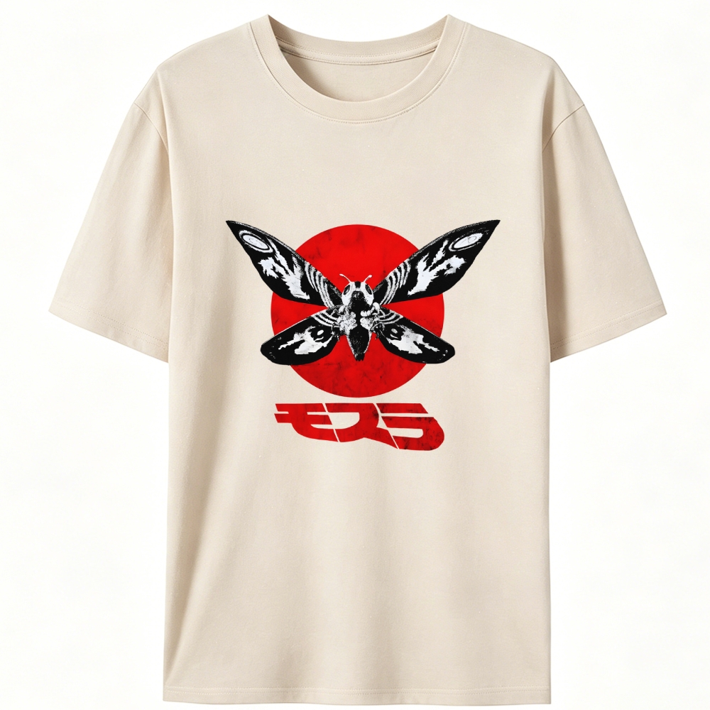 Moth & Red Sun Retro Designed for Women - Slim Fit Cotton Tee
