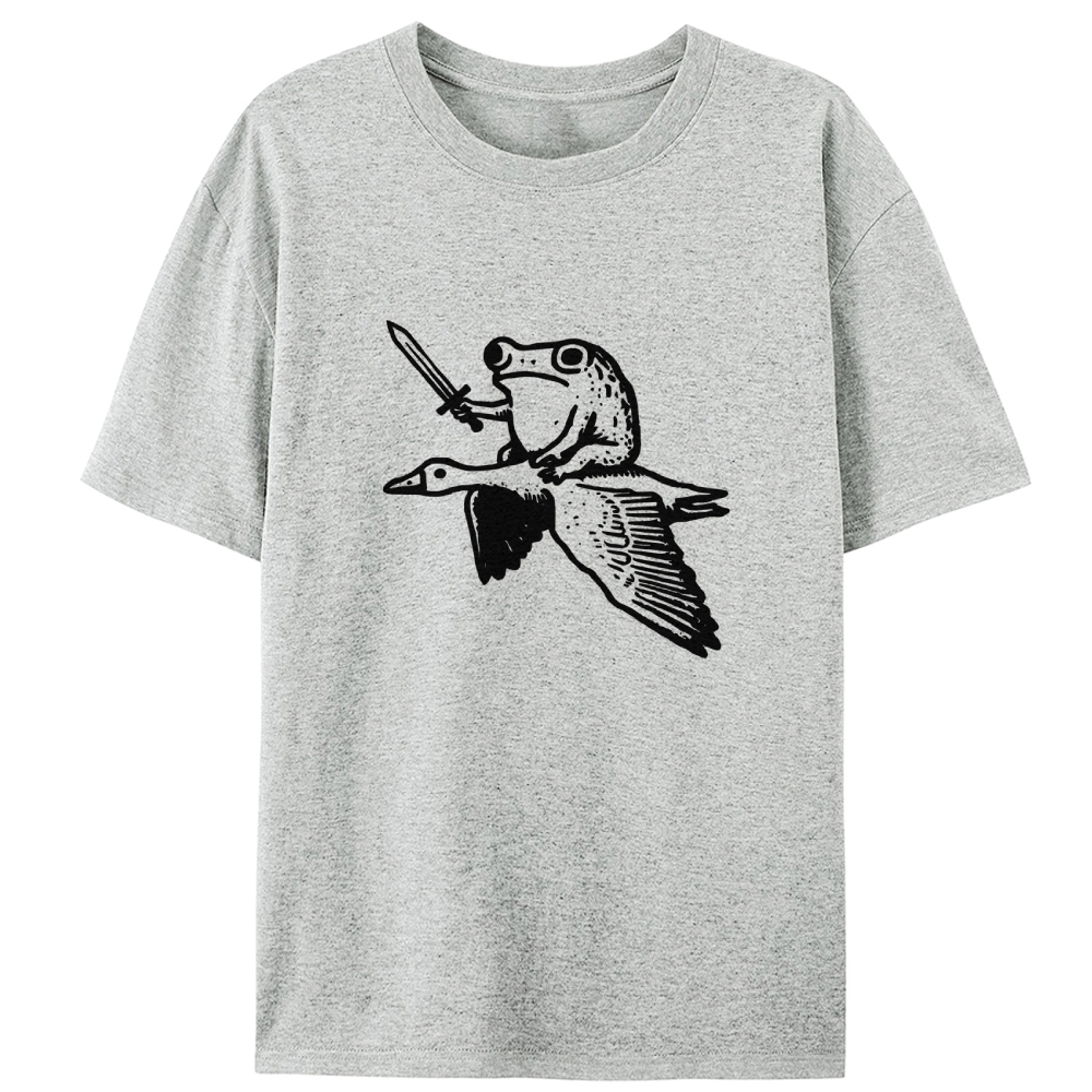 Frog Knight on Goose Retro Designed for Women - Slim Fit Cotton Tee
