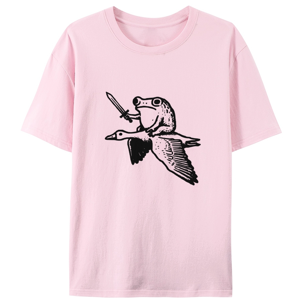 Frog Knight on Goose Retro Designed for Women - Slim Fit Cotton Tee
