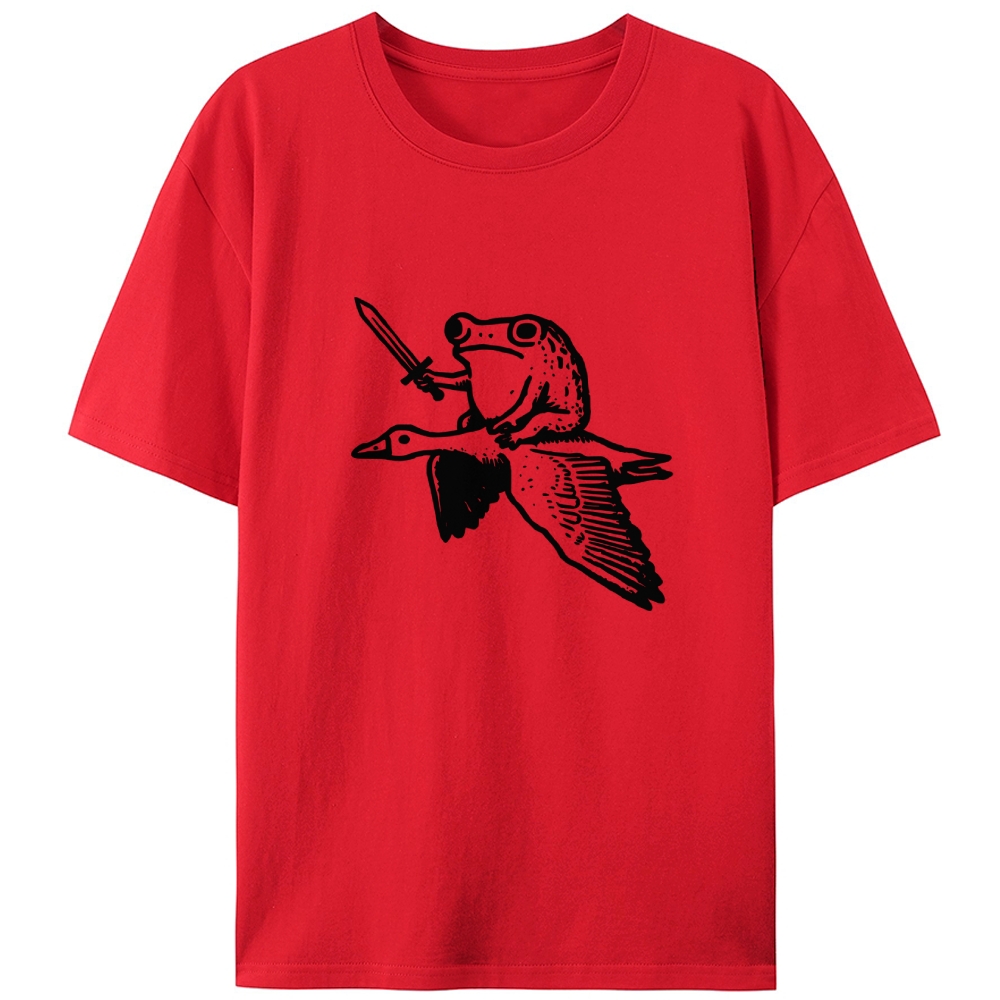 Frog Knight on Goose Retro Designed for Women - Slim Fit Cotton Tee