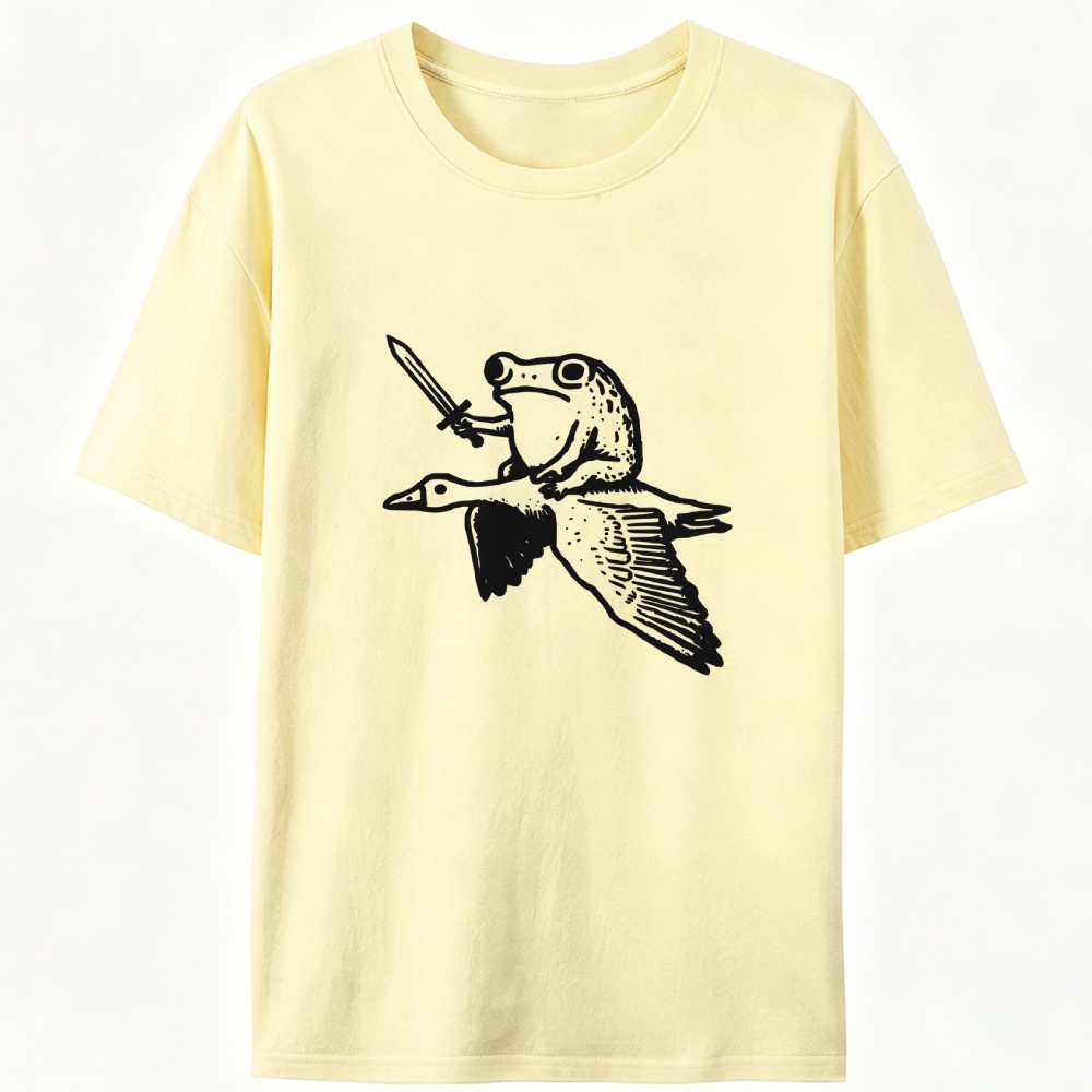 Frog Knight on Goose Retro Designed for Women - Slim Fit Cotton Tee
