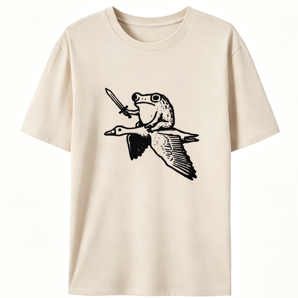 Frog Knight on Goose Retro Designed for Women - Slim Fit Cotton Tee