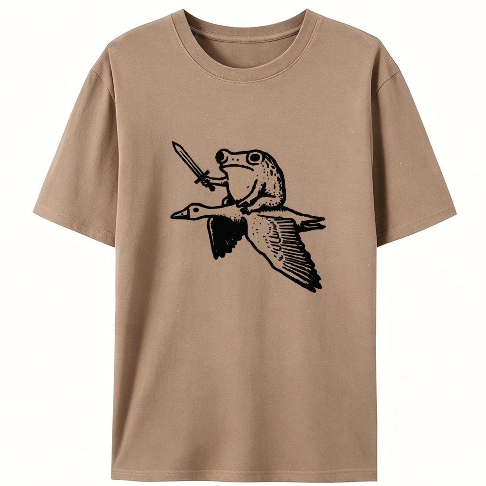 Frog Knight on Goose Retro Designed for Women - Slim Fit Cotton Tee