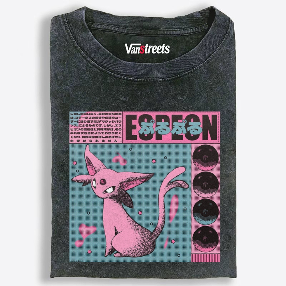 Purupuru Espeon Retro Washed T-Shirt | 100% Cotton | Streetwear Essential