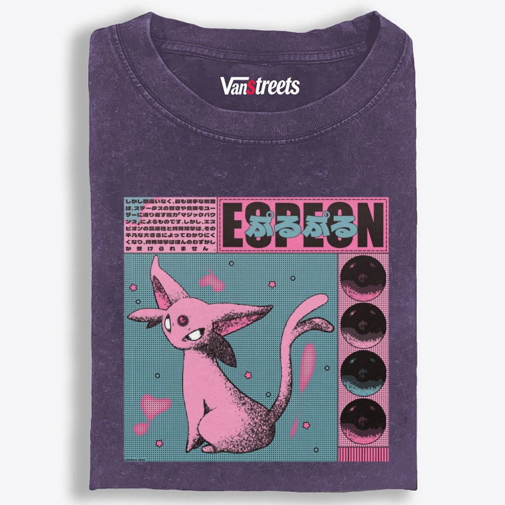 Purupuru Espeon Retro Washed T-Shirt | 100% Cotton | Streetwear Essential