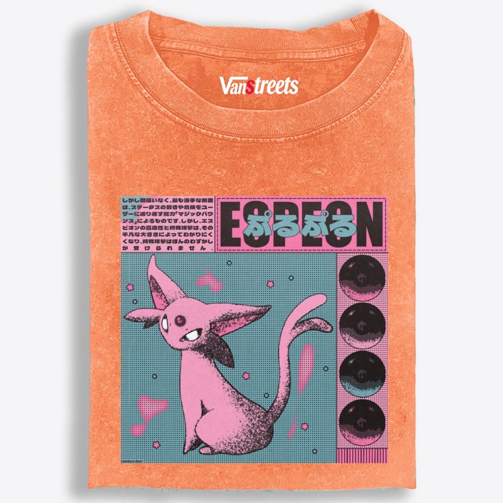Purupuru Espeon Retro Washed T-Shirt | 100% Cotton | Streetwear Essential