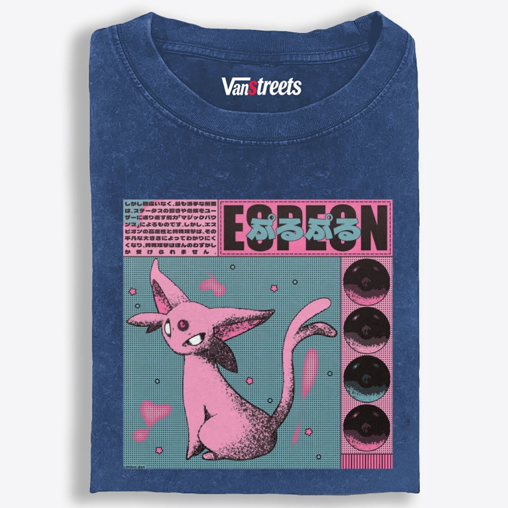 Purupuru Espeon Retro Washed T-Shirt | 100% Cotton | Streetwear Essential