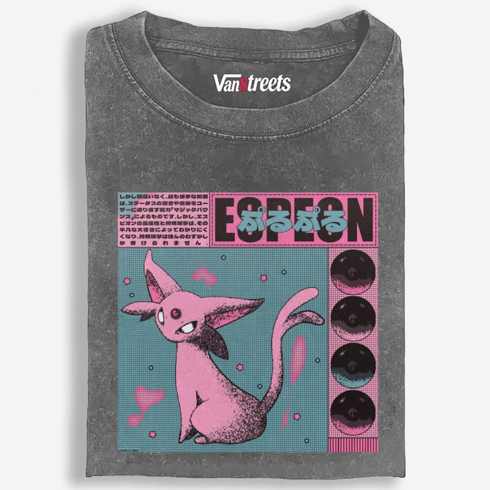 Purupuru Espeon Retro Washed T-Shirt | 100% Cotton | Streetwear Essential