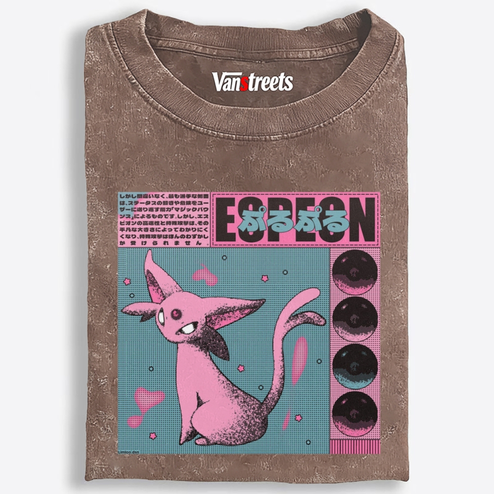 Purupuru Espeon Retro Washed T-Shirt | 100% Cotton | Streetwear Essential
