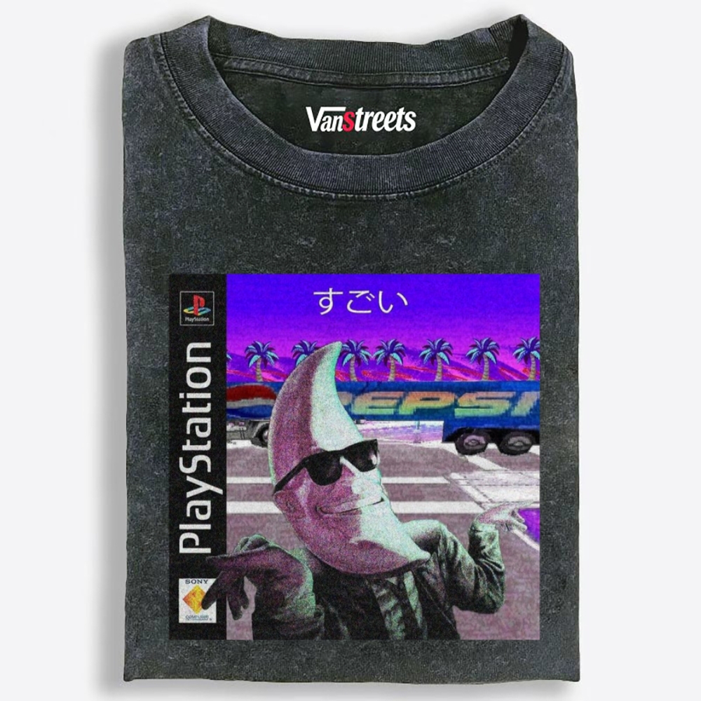 Banana PlayStation Retro Washed T-Shirt | 100% Cotton | Streetwear Essential