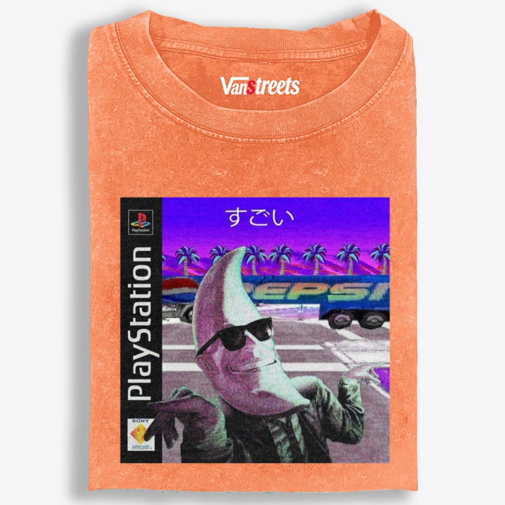 Banana PlayStation Retro Washed T-Shirt | 100% Cotton | Streetwear Essential