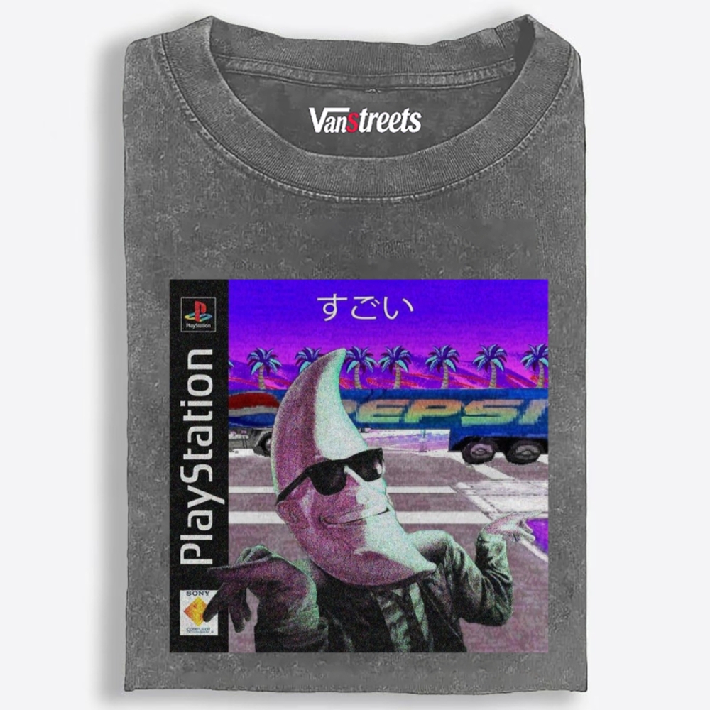 Banana PlayStation Retro Washed T-Shirt | 100% Cotton | Streetwear Essential