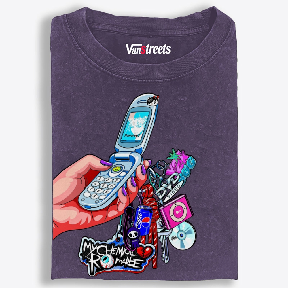 Y2K Flip Phone Hand With Retro Charms Retro Washed T-Shirt | 100% Cotton | Streetwear Essential