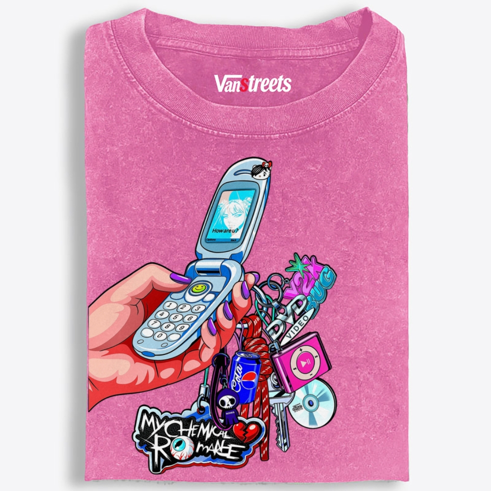 Y2K Flip Phone Hand With Retro Charms Retro Washed T-Shirt | 100% Cotton | Streetwear Essential