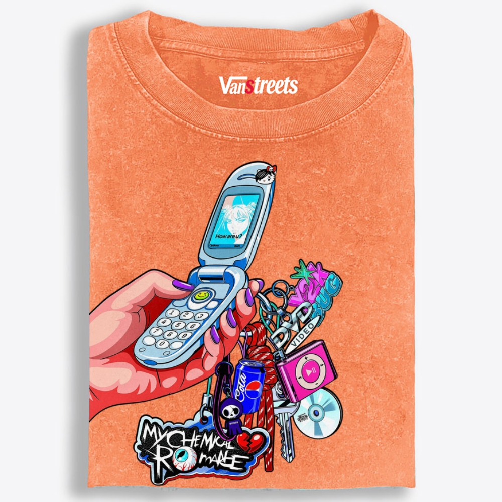 Y2K Flip Phone Hand With Retro Charms Retro Washed T-Shirt | 100% Cotton | Streetwear Essential