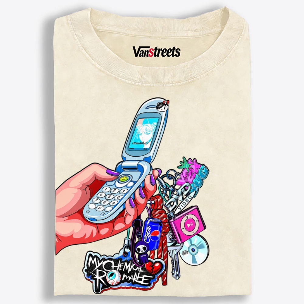 Y2K Flip Phone Hand With Retro Charms Retro Washed T-Shirt | 100% Cotton | Streetwear Essential