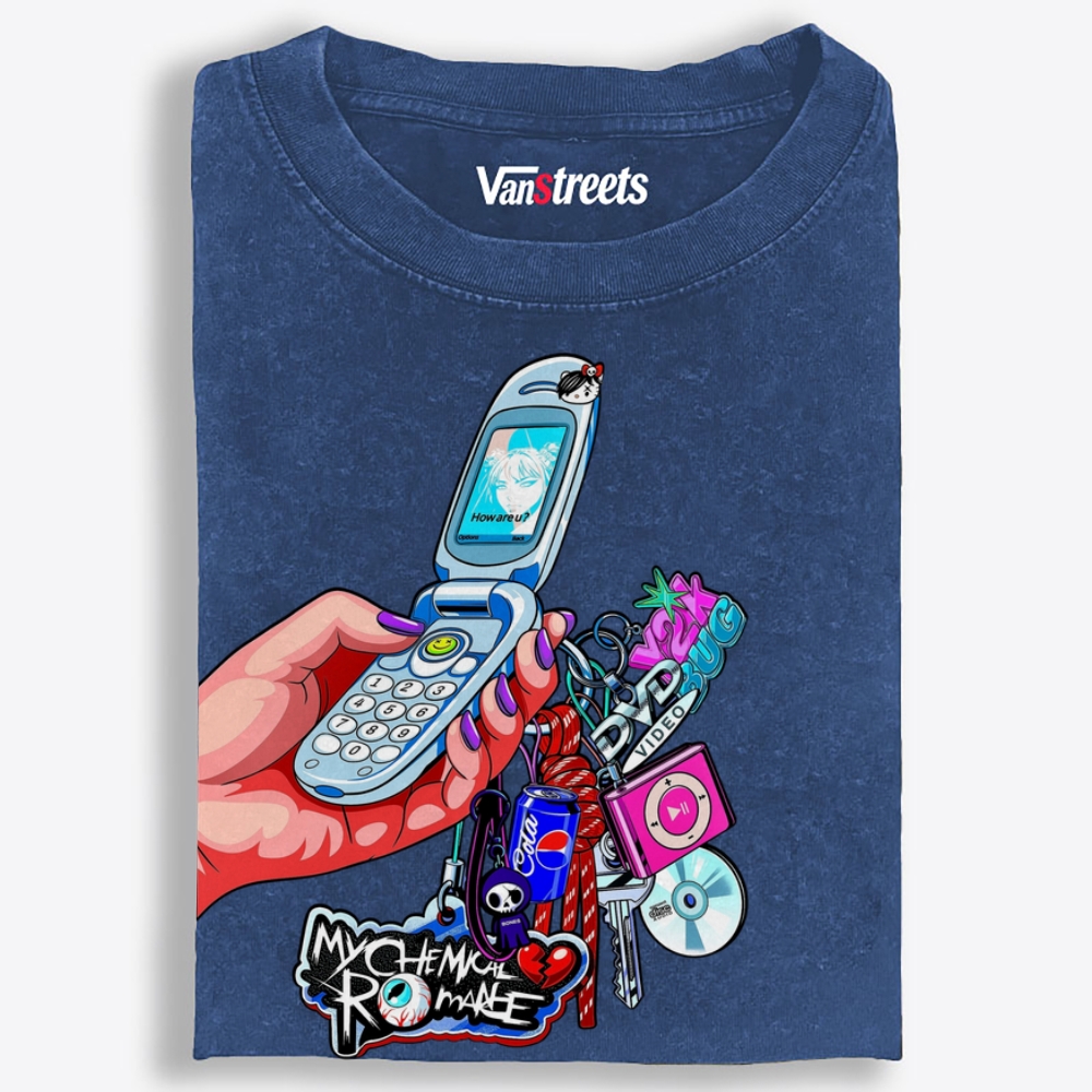 Y2K Flip Phone Hand With Retro Charms Retro Washed T-Shirt | 100% Cotton | Streetwear Essential