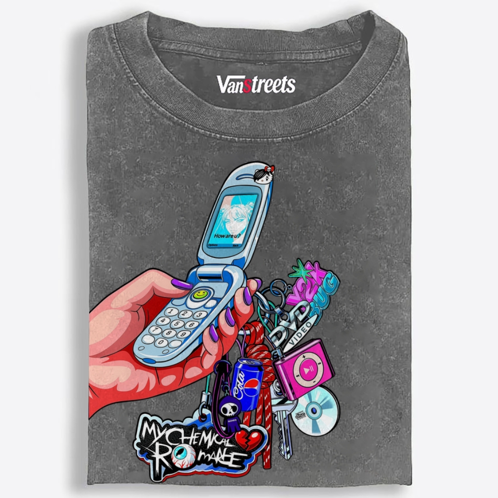 Y2K Flip Phone Hand With Retro Charms Retro Washed T-Shirt | 100% Cotton | Streetwear Essential