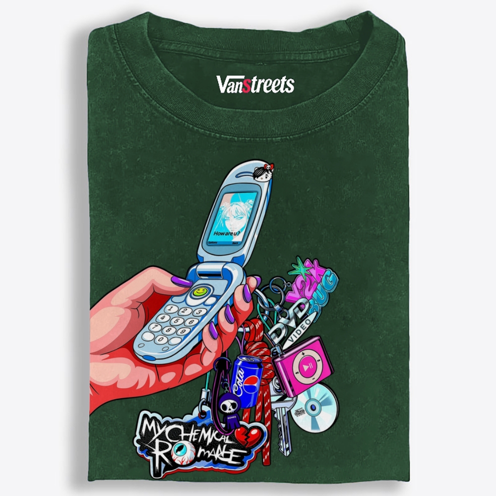 Y2K Flip Phone Hand With Retro Charms Retro Washed T-Shirt | 100% Cotton | Streetwear Essential