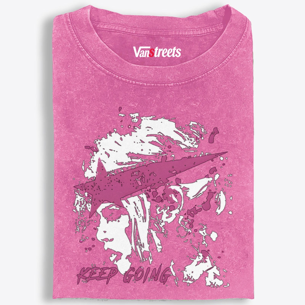 Star Punk Girl Keep Going Retro Washed T-Shirt | 100% Cotton | Streetwear Essential