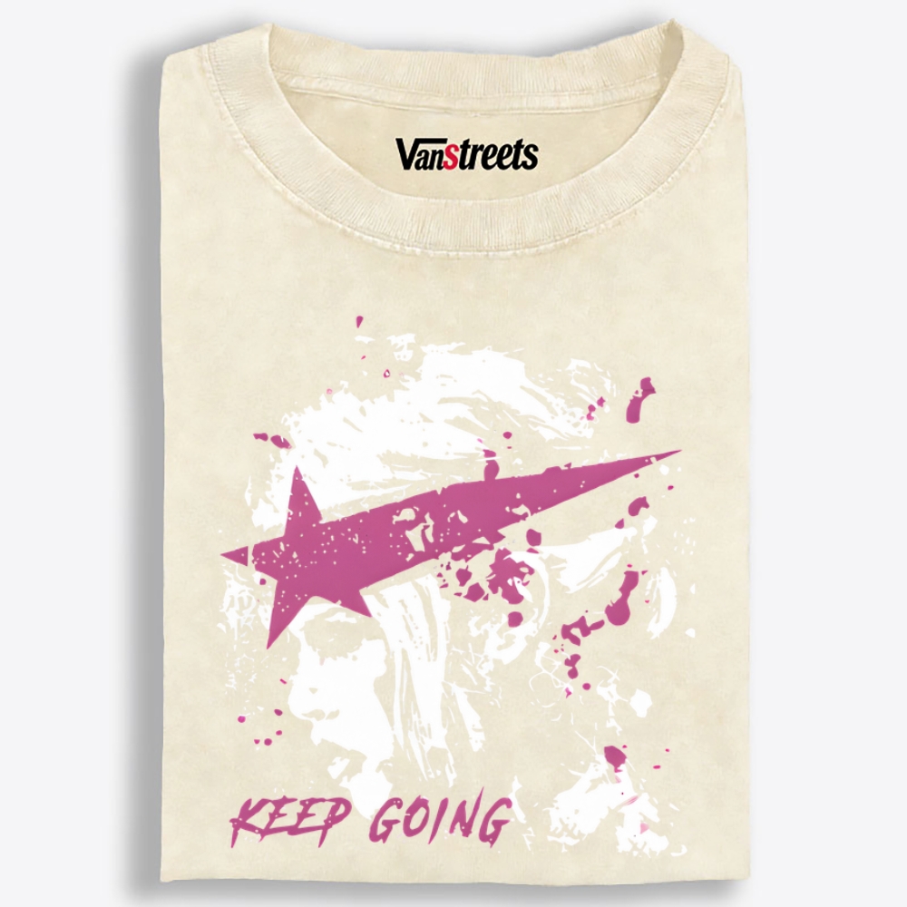 Star Punk Girl Keep Going Retro Washed T-Shirt | 100% Cotton | Streetwear Essential