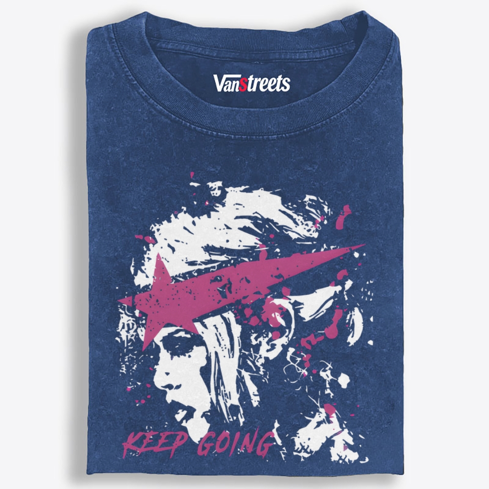 Star Punk Girl Keep Going Retro Washed T-Shirt | 100% Cotton | Streetwear Essential