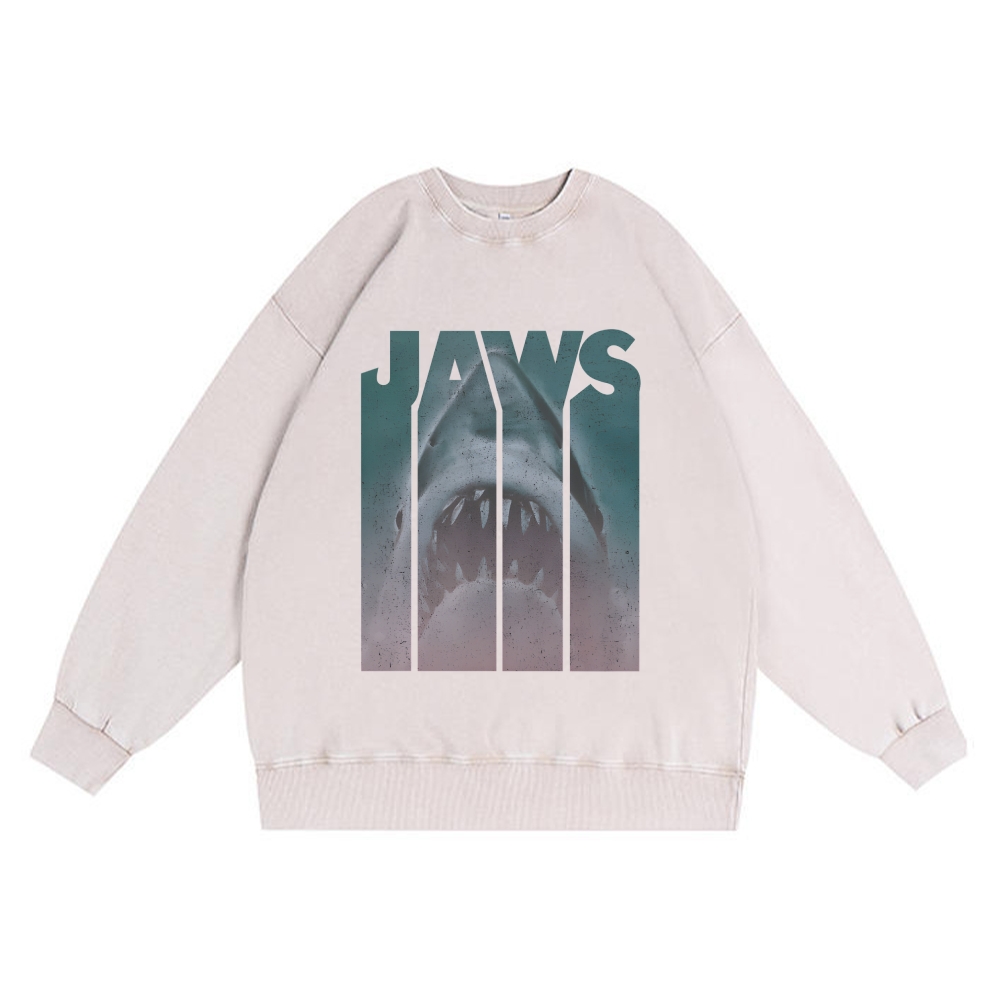 JAWS Retro Premium Washed Cotton Crewneck Sweatshirt