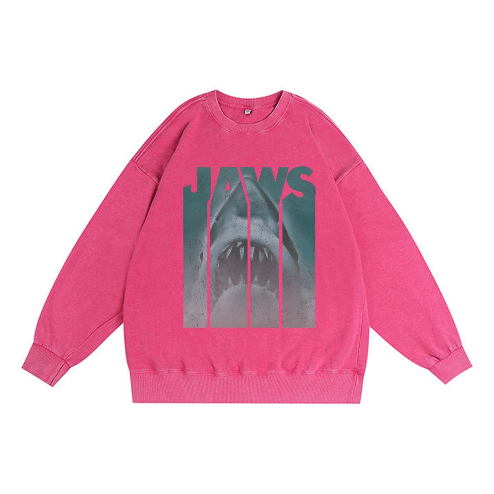 JAWS Retro Premium Washed Cotton Crewneck Sweatshirt