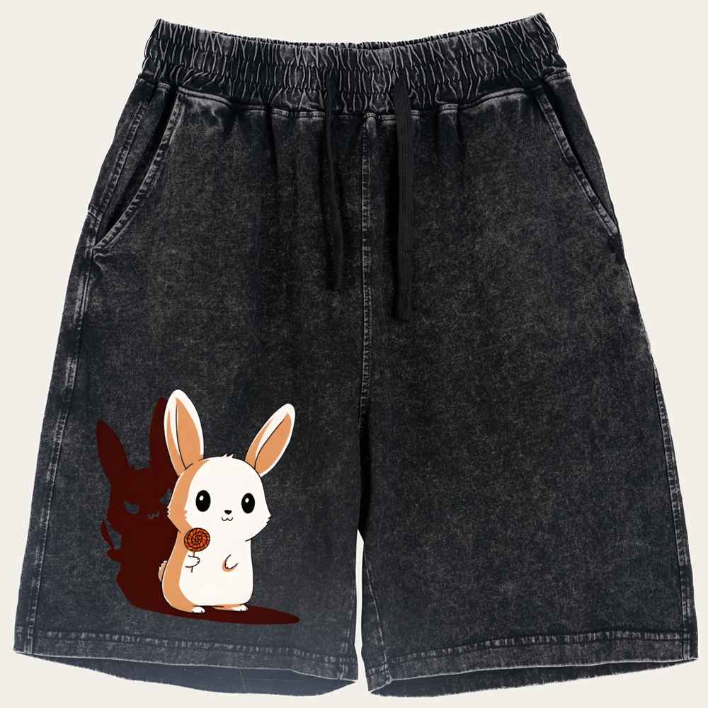 Sweet Bunny & Dark Shadow Retro Washed Shorts
