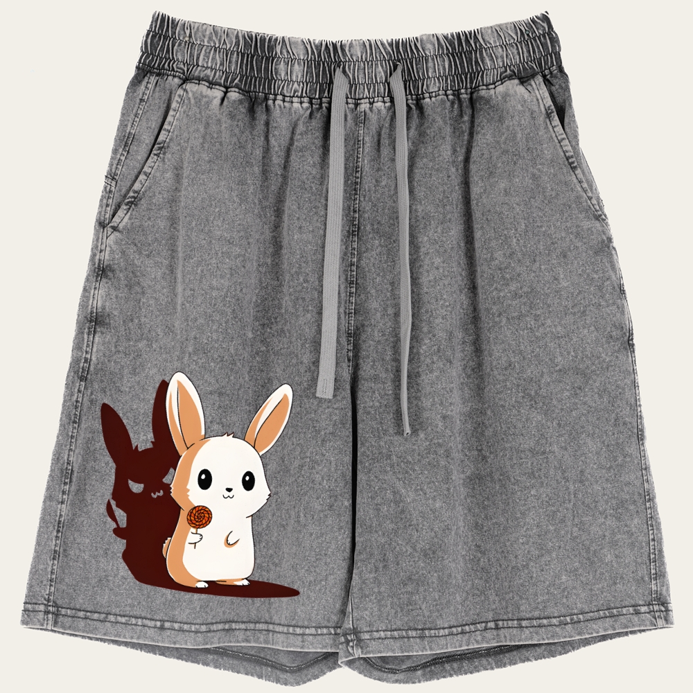 Sweet Bunny & Dark Shadow Retro Washed Shorts