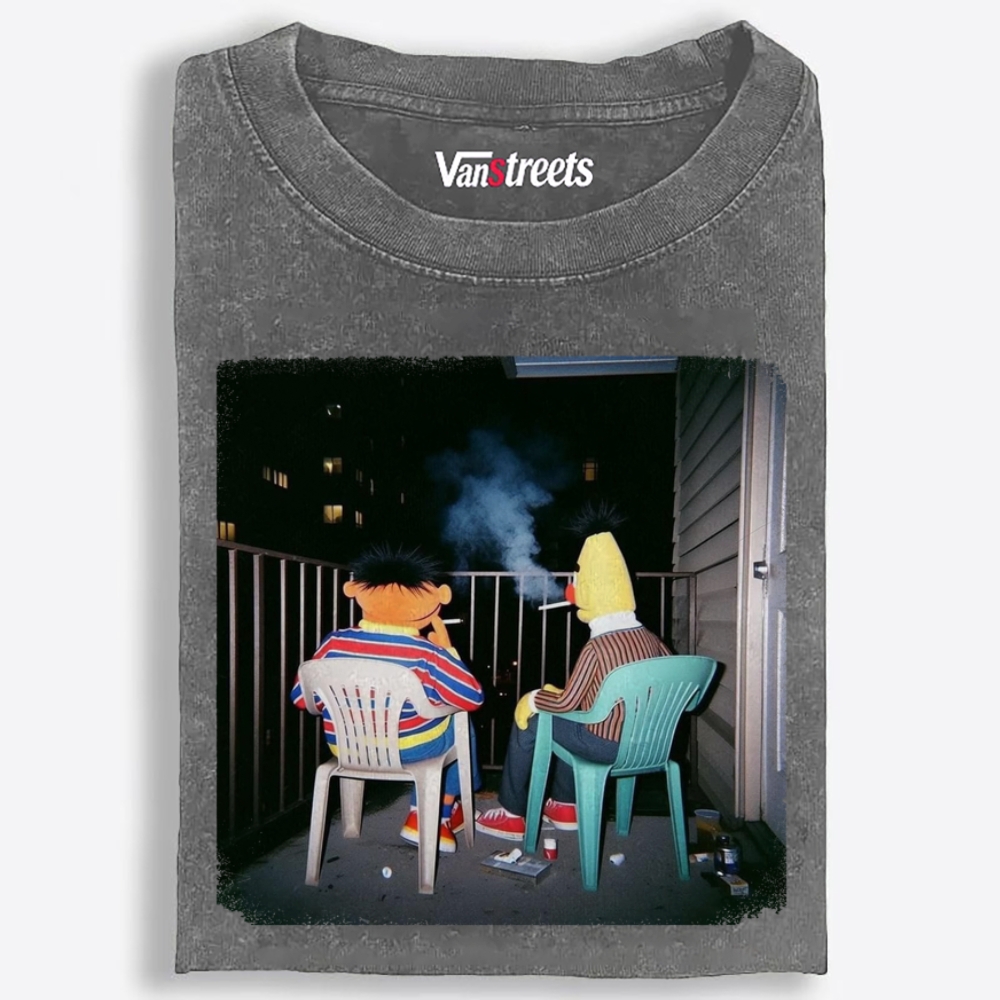 Balcony Night Bros Retro Washed T-Shirt | 100% Cotton | Streetwear Essential