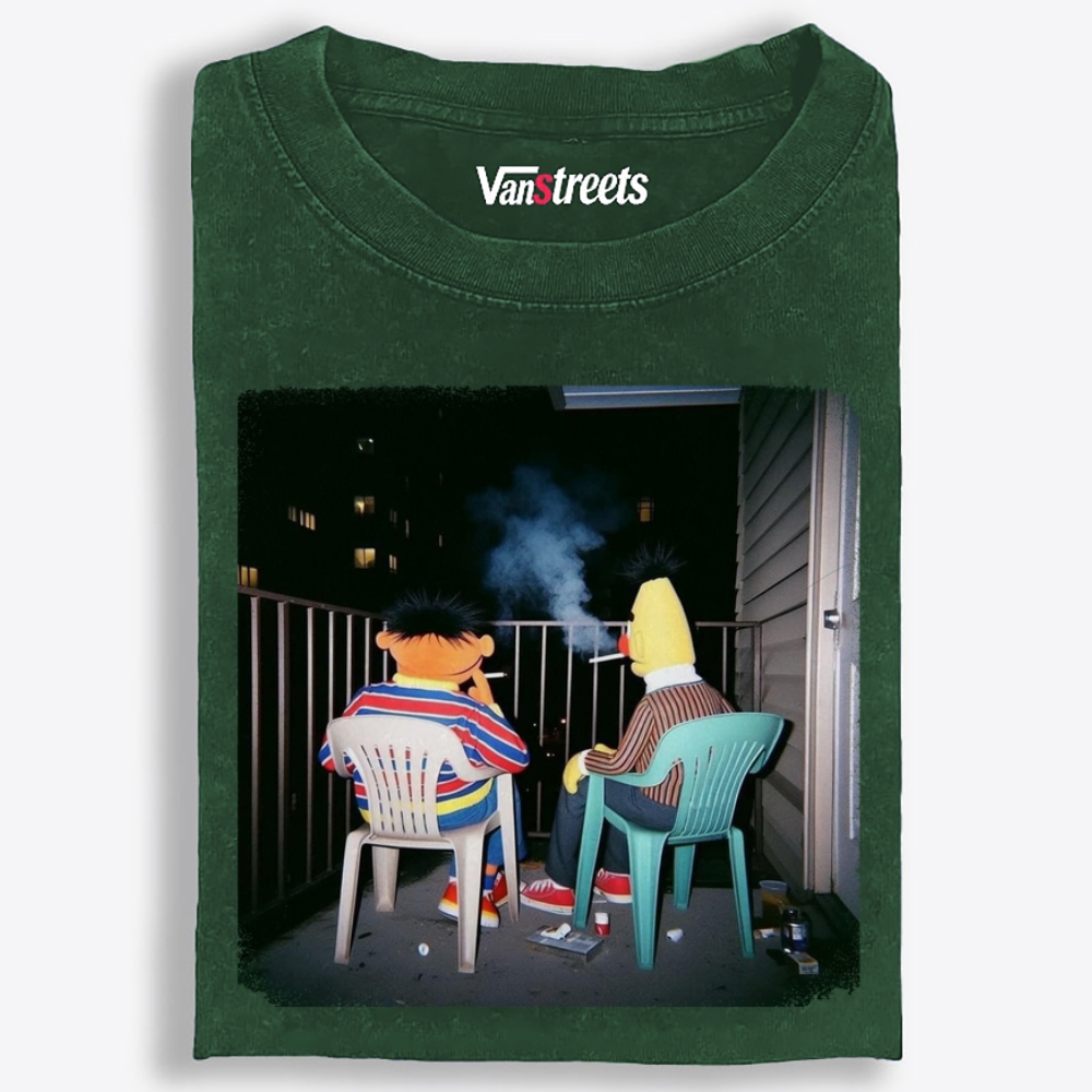 Balcony Night Bros Retro Washed T-Shirt | 100% Cotton | Streetwear Essential