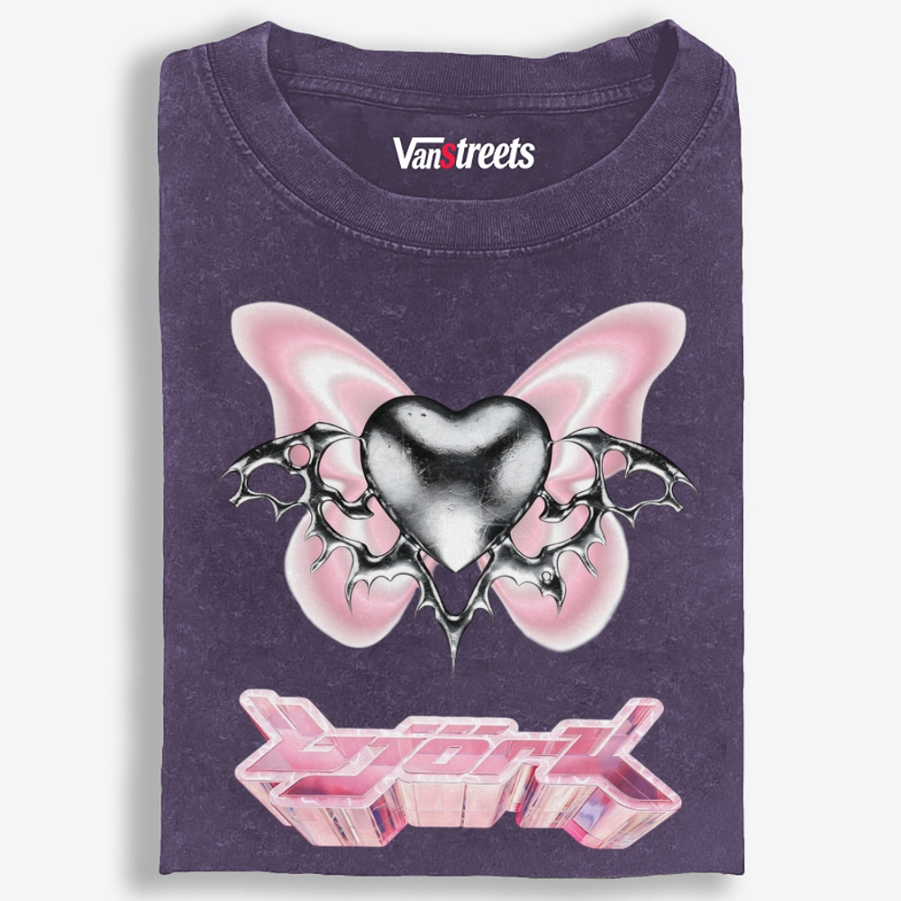 Chrome Heart Pink Butterfly Y2K Retro Washed T-Shirt | 100% Cotton | Streetwear Essential