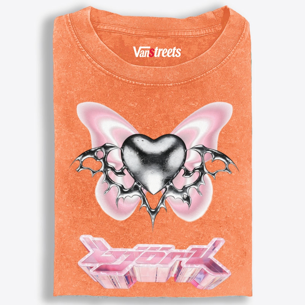 Chrome Heart Pink Butterfly Y2K Retro Washed T-Shirt | 100% Cotton | Streetwear Essential