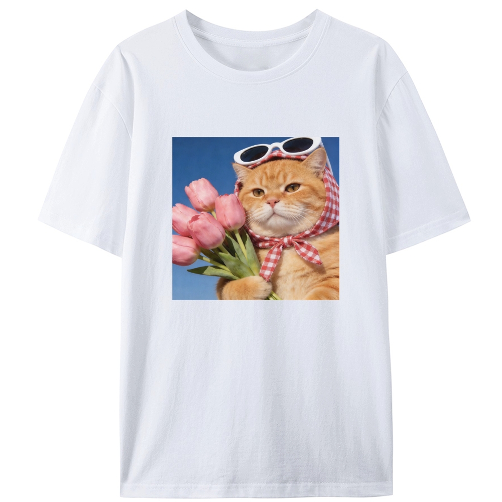Tulip Gentleman Cat Retro Designed for Women - Slim Fit Cotton Tee