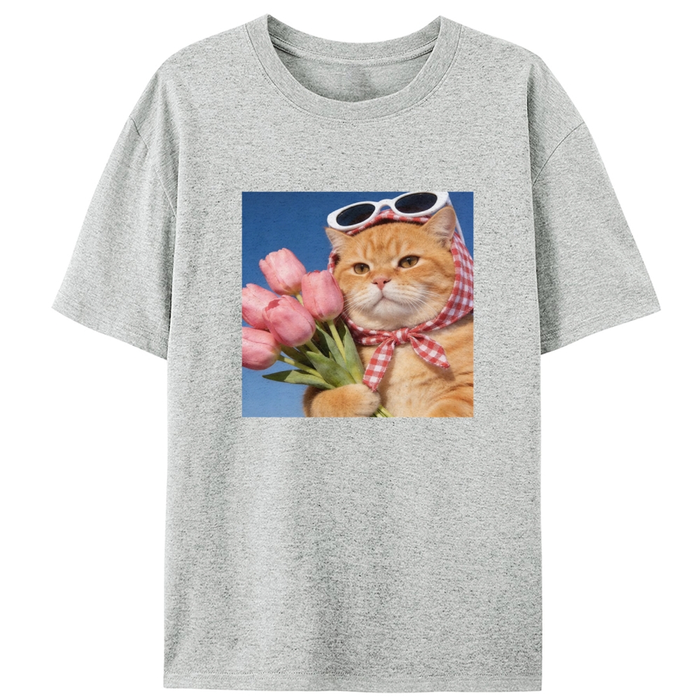 Tulip Gentleman Cat Retro Designed for Women - Slim Fit Cotton Tee