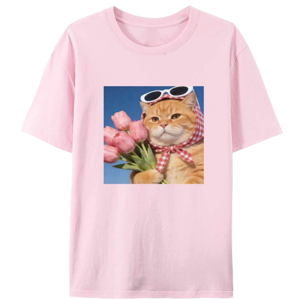 Tulip Gentleman Cat Retro Designed for Women - Slim Fit Cotton Tee