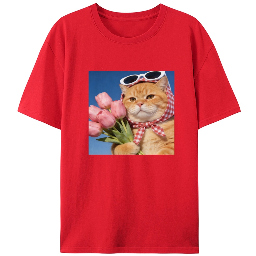Tulip Gentleman Cat Retro Designed for Women - Slim Fit Cotton Tee