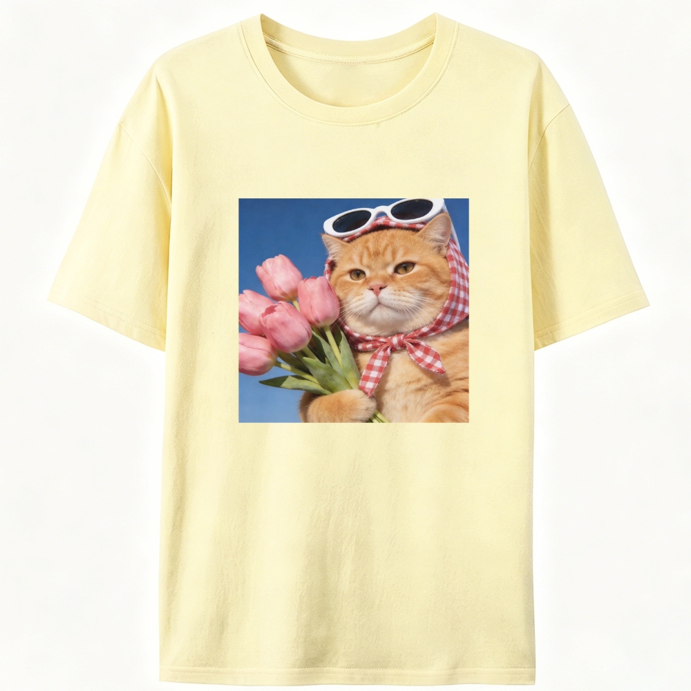 Tulip Gentleman Cat Retro Designed for Women - Slim Fit Cotton Tee