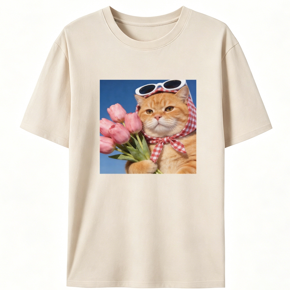 Tulip Gentleman Cat Retro Designed for Women - Slim Fit Cotton Tee