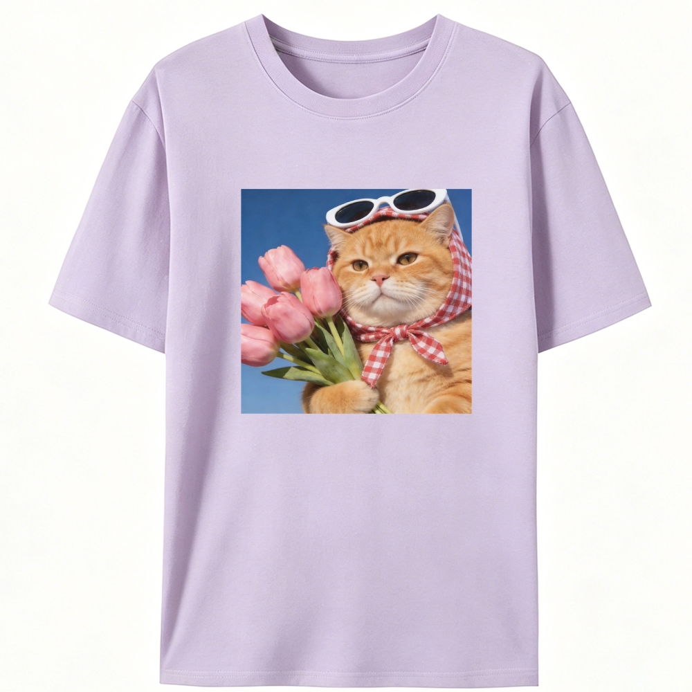 Tulip Gentleman Cat Retro Designed for Women - Slim Fit Cotton Tee