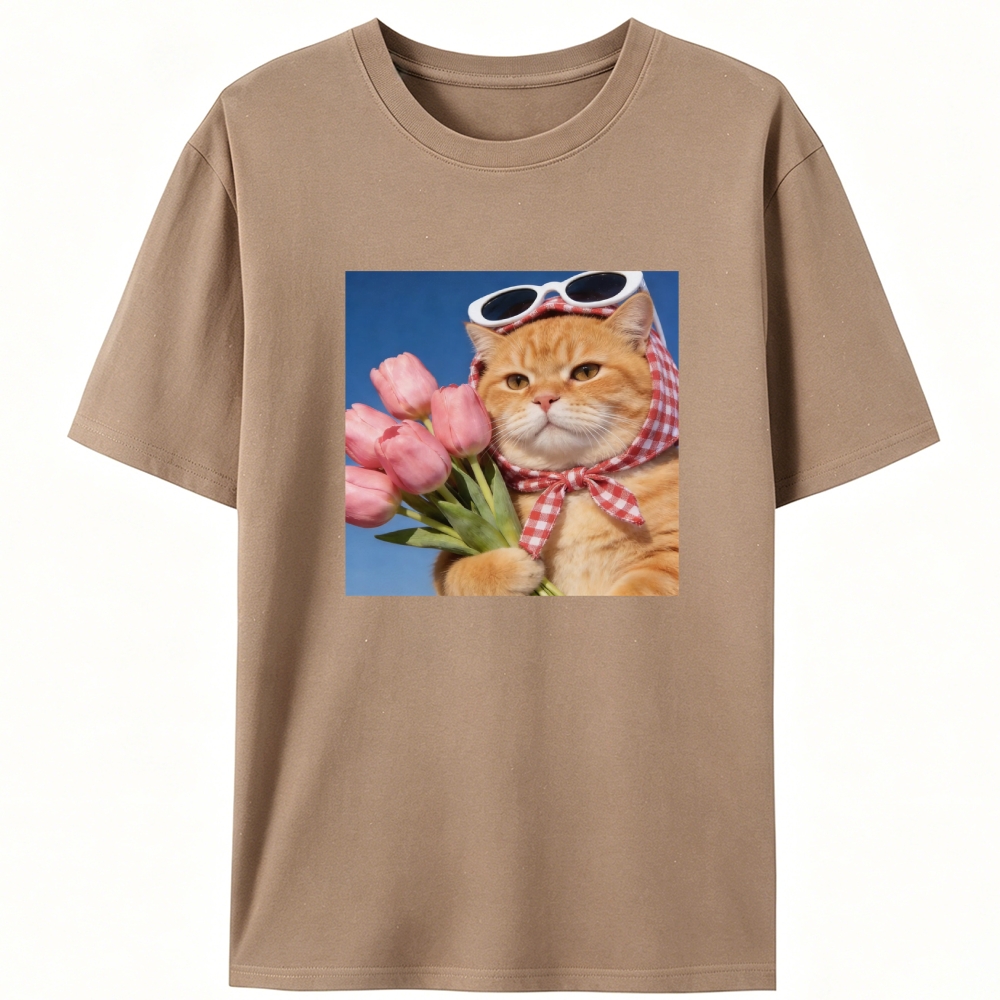 Tulip Gentleman Cat Retro Designed for Women - Slim Fit Cotton Tee