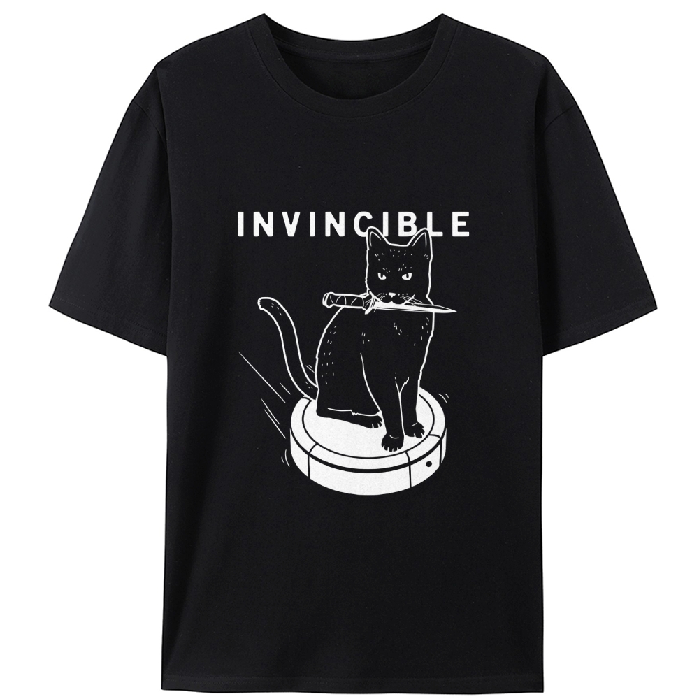 Invincible Knife Cat Retro Designed for Women - Slim Fit Cotton Tee