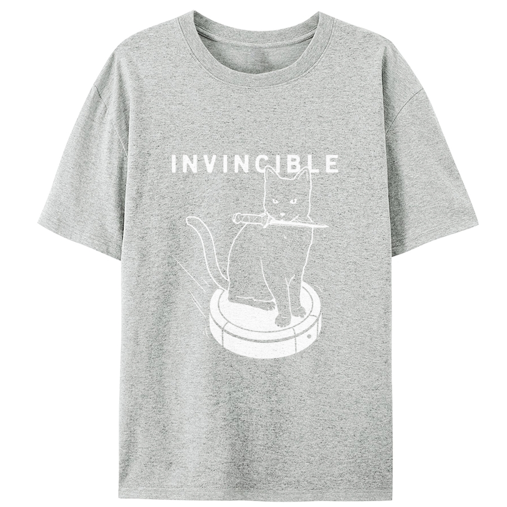 Invincible Knife Cat Retro Designed for Women - Slim Fit Cotton Tee