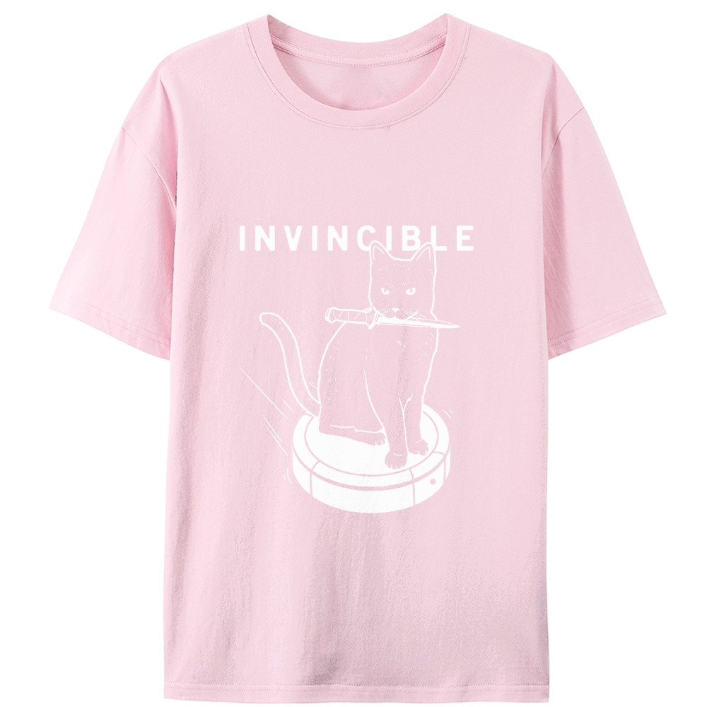 Invincible Knife Cat Retro Designed for Women - Slim Fit Cotton Tee
