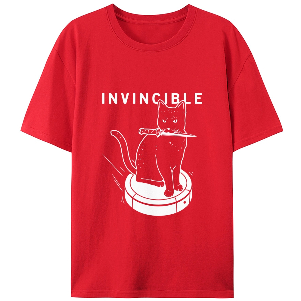 Invincible Knife Cat Retro Designed for Women - Slim Fit Cotton Tee