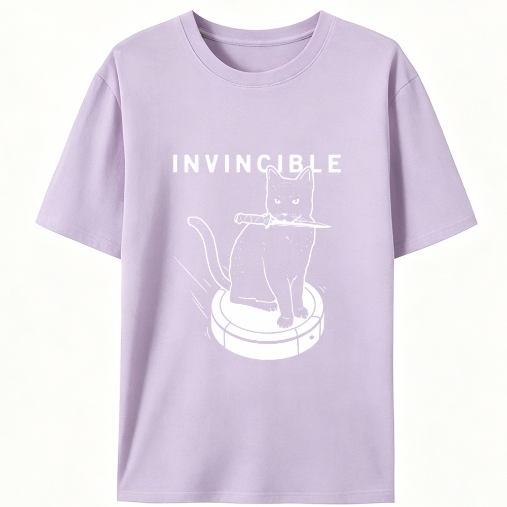 Invincible Knife Cat Retro Designed for Women - Slim Fit Cotton Tee