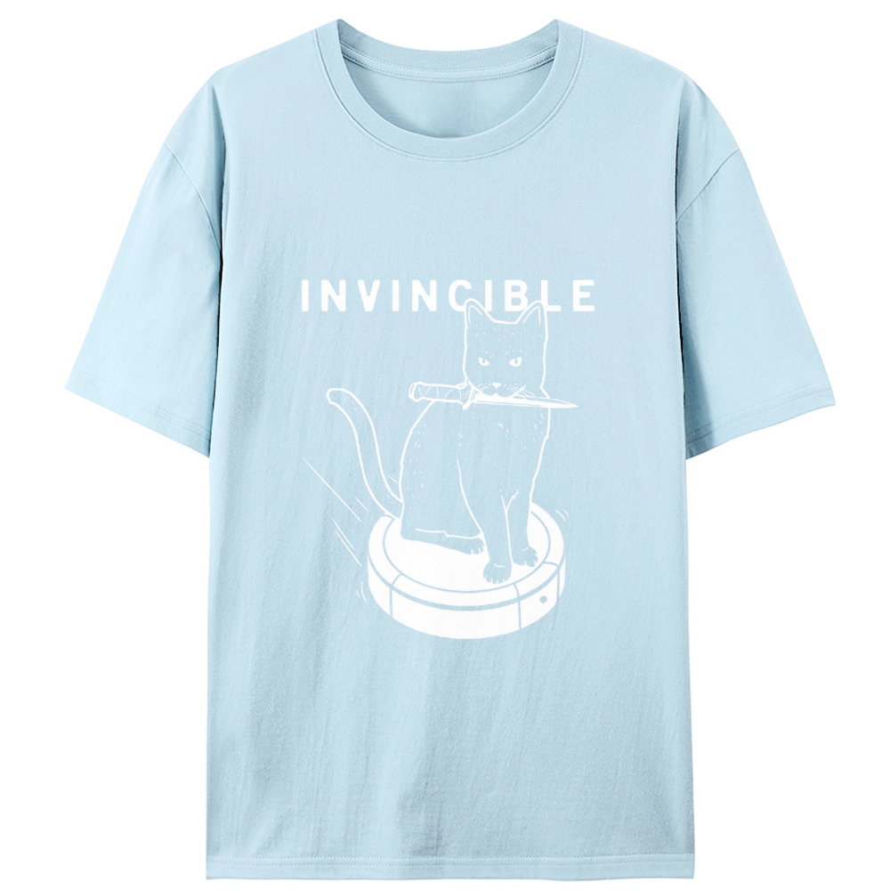 Invincible Knife Cat Retro Designed for Women - Slim Fit Cotton Tee